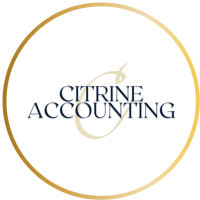 a logo with a gold circle for Citrine Accounting and Taxes